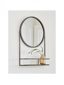 Cox & Cox Bronze Round Shelf Mirror