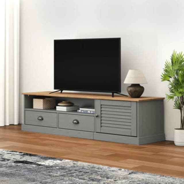 VIDAXL TV Cabinet vigo Grey 156x40x40cm Solid Wood Pine Vidaxl 8720845845889