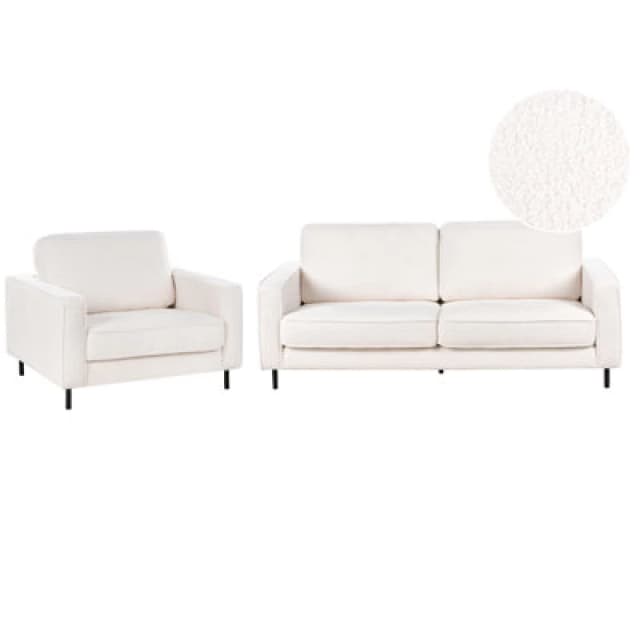 Beliani Living Room Set 4 Seater Savalen Boucle White
