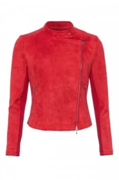 French Connection Ellef Suedette Biker Jacket Red
