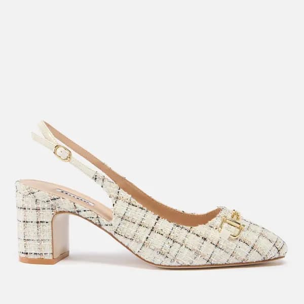 Dune Womens Choices Tweed Slingback Heeled Pumps - UK 4 Beige Mid Heels female 93503940048133 4