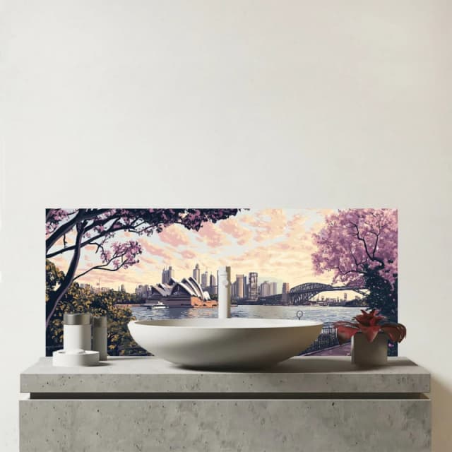 Warren Reed - Designer Romantic Walk In Sydney Glass Bathroom Splashback Multicolor Unisex