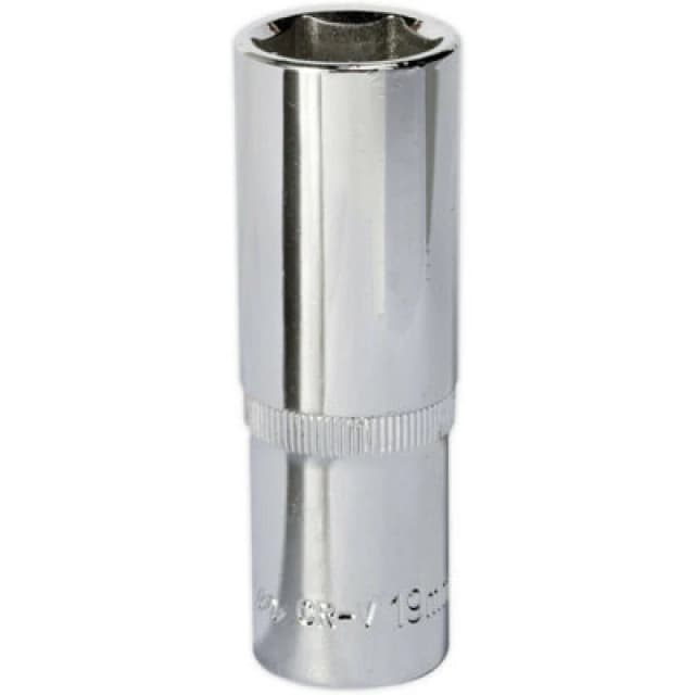 Loops 19mm Forged Steel DEEP Drive Socket - 1/2" Square Drive Polished Chrome Vanadium Metallics