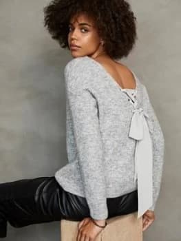 Mint Velvet Boxy Tie Back Jumper - Grey