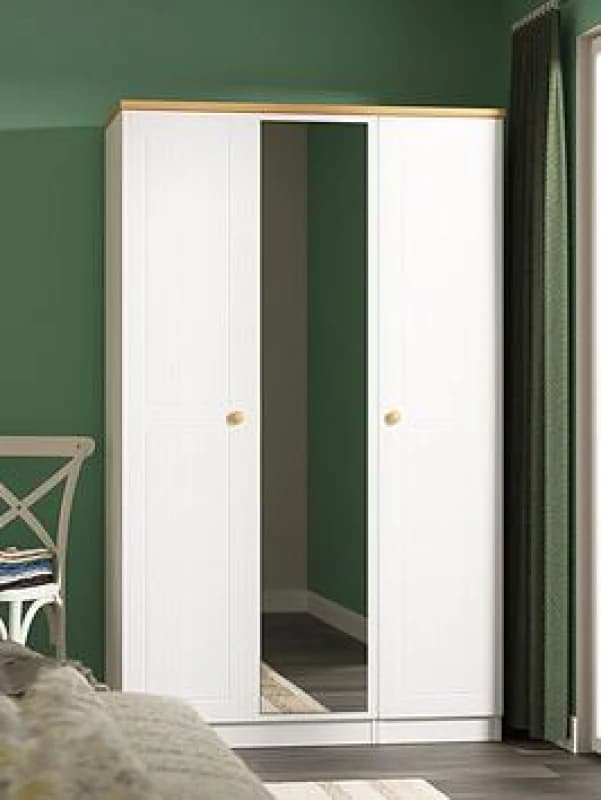 Swift Harrogate Ready Assembled Triple Wardrobe With Mirror White/Oak WPZGI Unisex