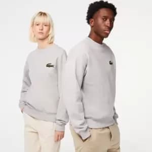 Unisex Lacoste Loose Fit Crocodile Badge Sweatshirt Size 5 - L Grey Chine