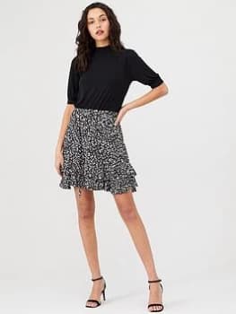 Oasis Texture Print 2 In 1 Skater Dress - Multi Black, Multi Black Size M Women