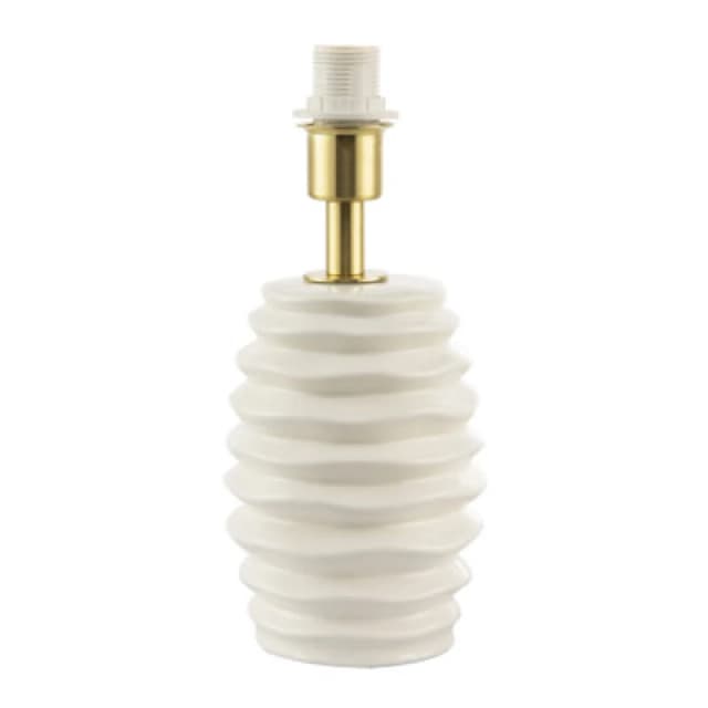 Happy Homewares Modern Off-White Gloss Ceramic Table Lamp Base With Rippled Grooves