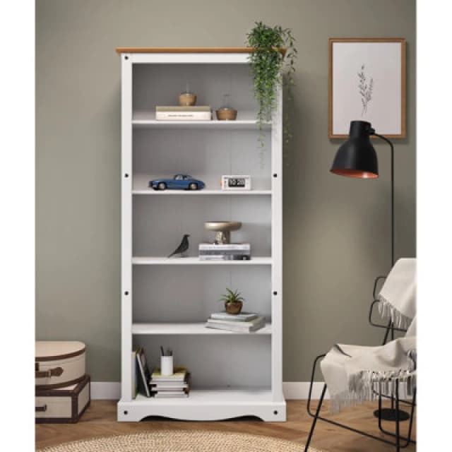 MERCERS FURNITURE Mercers Furniture - Corona White Large Bookcase Tall 5 Shelf WHTWAX98