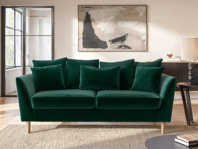 Solace+Co Avery 3 Seater Scatter Back Sofa - Bottle Green Bottle Green Unisex