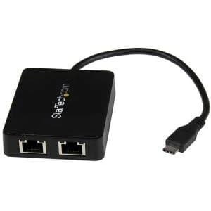 Dual USB C To Gbe Adapter W USB Port Startech