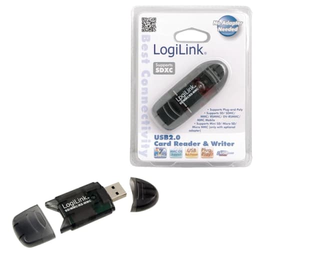 LogiLink Cardreader USB 2.0 Stick external for SD/MMC card reader Blac