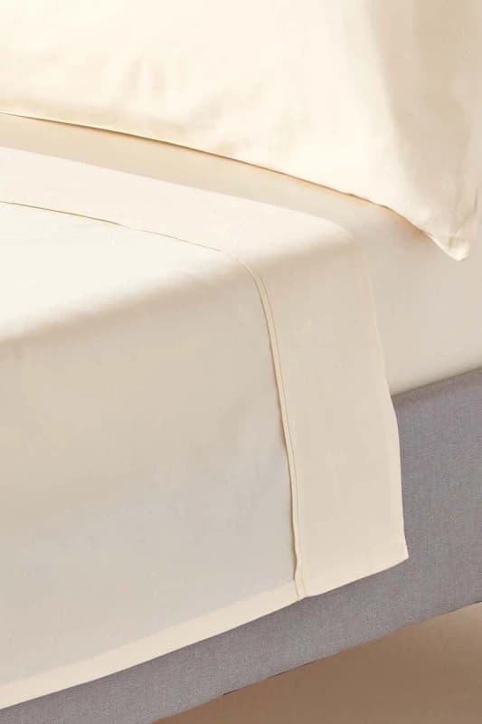 Homescapes Cream Organic Cotton Flat Sheet 400 Tc, Super King