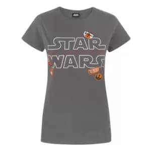 Star Wars Womens/Ladies The Last Jedi Badges T-Shirt (Large) (Charcoal)