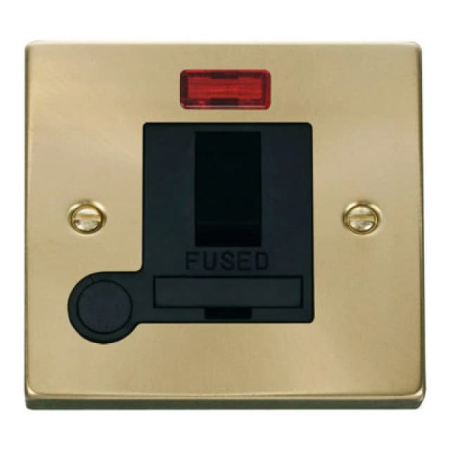 SE Home Satin / Brushed Brass 13A Fused Connection Unit Switched With Neon With Flex Gold