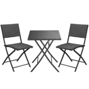 2 Seat Poly Rattan Balcony Set Rom Black Foldable