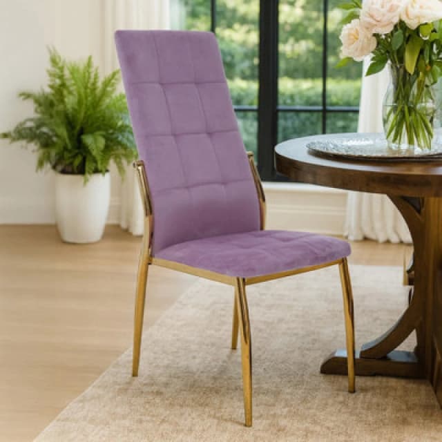 Orsina Pink Velvet Dining Chair, Modern Dining Accent Chair, Pink & Gold Velvet Upholstered Dining Chair For Home