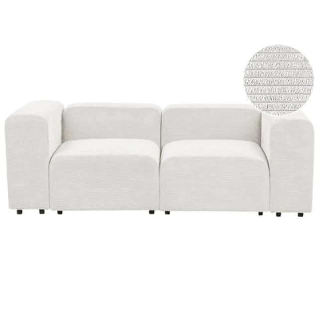 Beliani Modular Sofa 2 Seater Falsterbo Corduroy Off-White