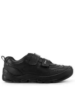 Start-rite STARTRITE Trooper Boys Waterproof Leather Double Riptape Durable School Shoes - Black Leather, Size 2.5 Older