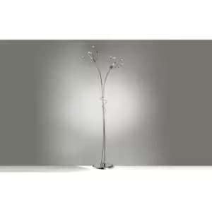 Trilly Chrome Multi Arm Floor Lamp, Crystal