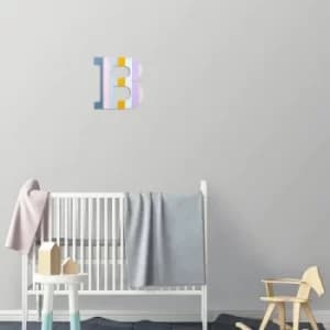 Alphabet B Multicolor Decorative Wooden Wall Accessory