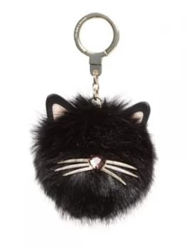 Kate Spade New York Cat pouf keyring Black
