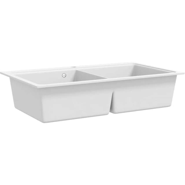 VIDAXL Vidaxl - Overmount Kitchen Sink Double Basin Granite Cream White 8718475941453