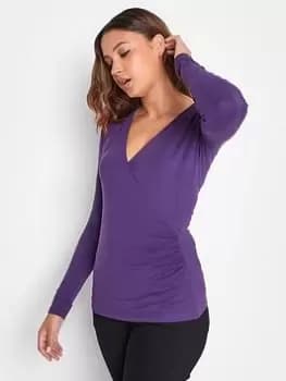 Long Tall Sally Purple Jersey Wrap Top, Purple, Size 10, Women