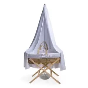 Clair de Lune Muslin 6 Piece Palm Moses Basket & Drape Starter Set - White - White