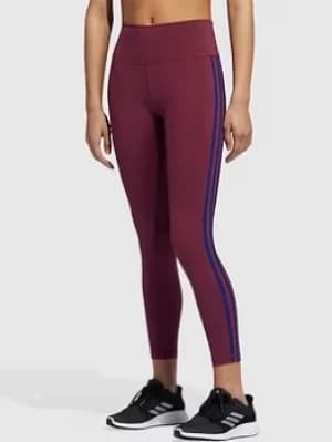 Adidas Believe This 2.0 3 Stripe 7/8 Leggings, Dark Red Size XS Women