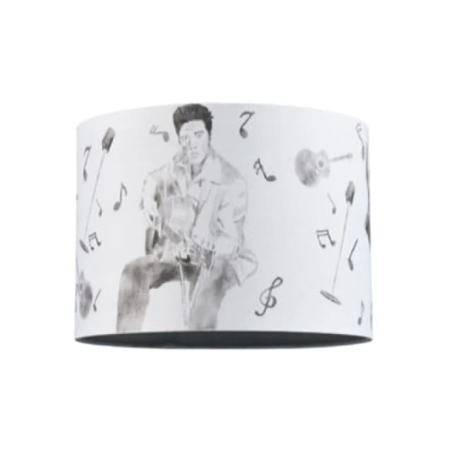 Happy Homewares Elvis Presley Themed Linen Lampshade With Famous Poses And Guitars Musical Notes