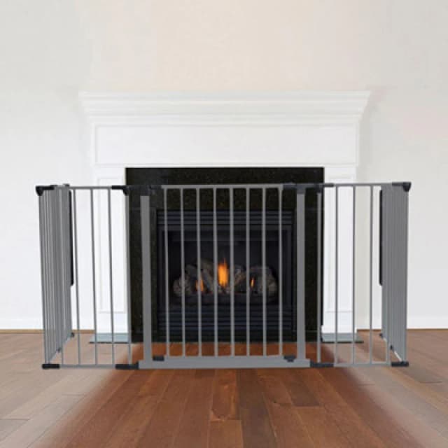 Safetots Multi Panel Fire Surround, 71Cm Deep X 138Cm Wide, Grey, 70Cm Tall, Child And Pet Safety, Baby And Toddler Fire Guard