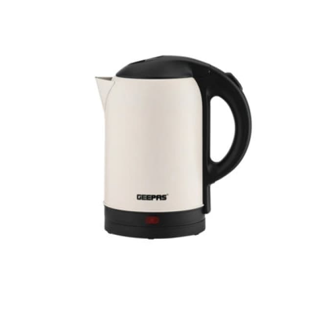 Geepas 1.8L Electric Jug Kettle Stainless Steel Black 1800W Cordless