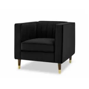 Thomas V2 Black Velvet 1 Seater Sofa