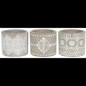 Grey Pattern Candle Holder Pack Of 3
