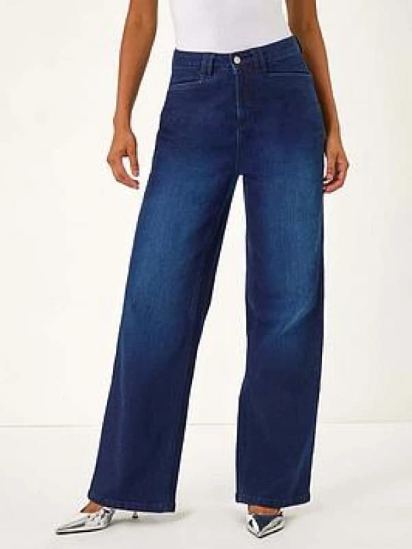 Dusk Womens Denim Stretch Wide Leg Jeans in Indigo Size: 14 Indigo Female 14