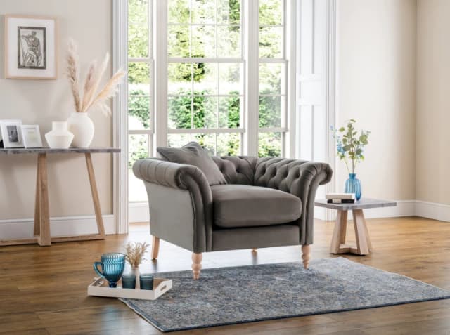 FurnitureboxUK FurnitureboxUK Olivia Modern Hand Crafted Soft Touch Velvet Armchair With Wooden Frame in Grey Grey One Size Unisex 5056542697760