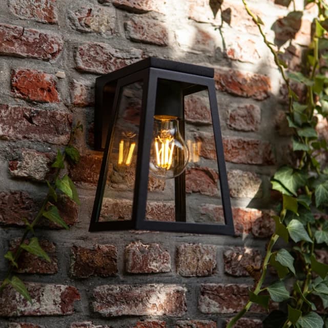 Lutec Lutec Fia Solar LED Outdoor Lantern Wall Light - Black