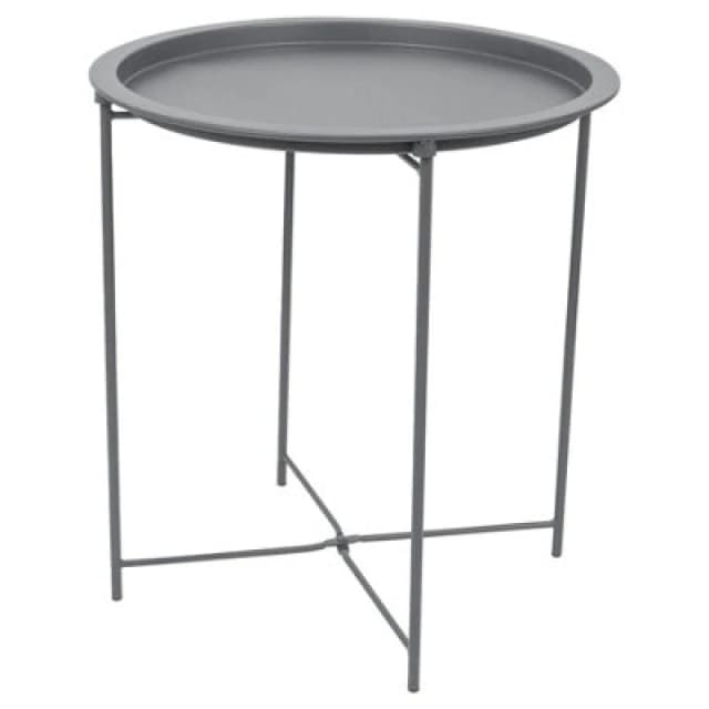 Harbour Housewares Round Steel Tray Table - Matt Grey