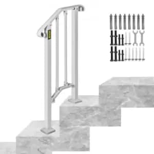 VEVOR Wrought Iron Handrail Adjustable Stair Handrail For 1 to 2 Steps White