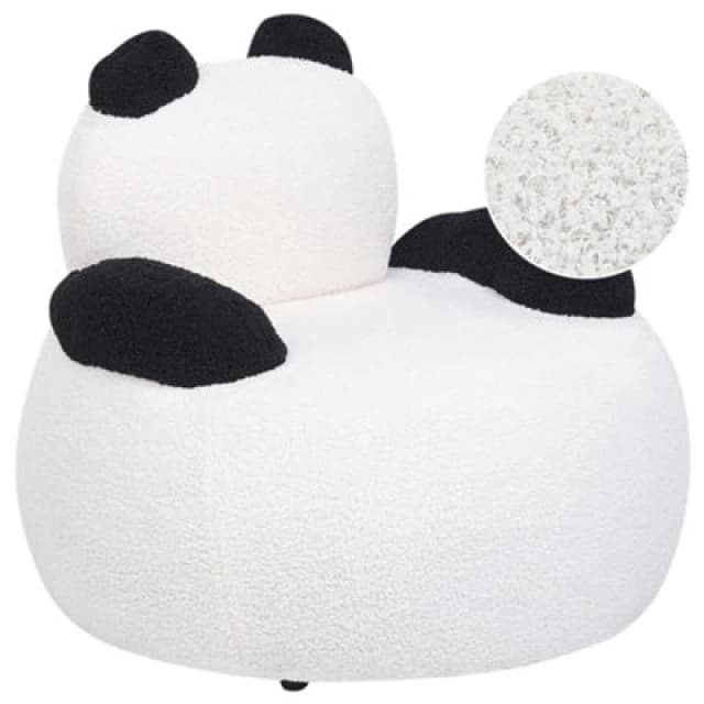 Beliani Kids Armchair Panda Viby Boucle White