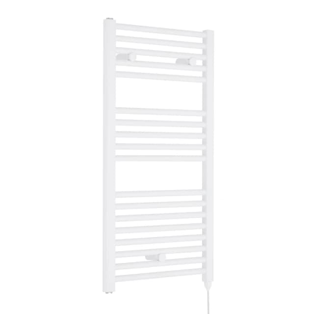 Balterley Electric Vertical Round Towel Rail 500 Watt Gloss White 920x 480mm White