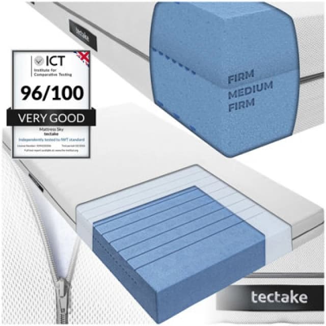 Tectake 2-In-1 Mattress Sky - 2 Firmness Levels, 3D Mesh Surface - 100 X 200 Cm