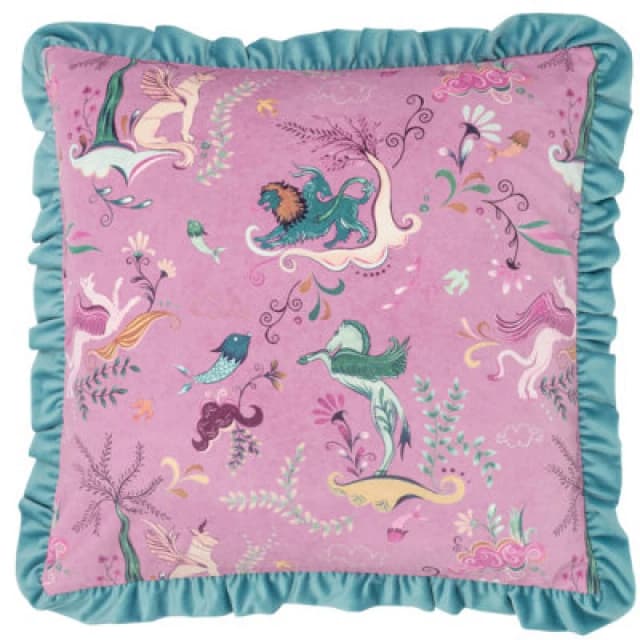 Athena Printed Velvet Cushion Lilac/Mineral, Lilac/Mineral / 45 x 45cm / Polyester Filled