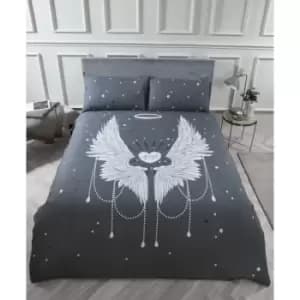 Angel Wings Grey Duvet Set - Double