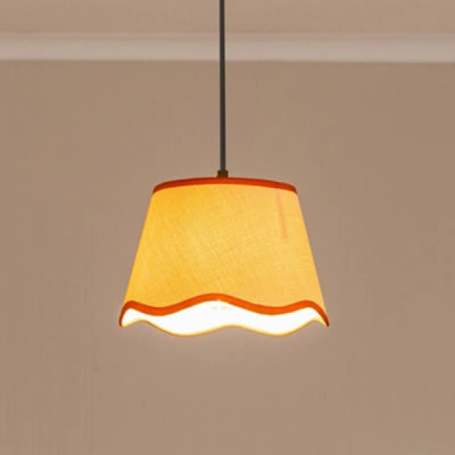 ValueLights Dutton Natural Fabric Scallop Edge Small Lamp Shade with LED Bulb Burnt Orange