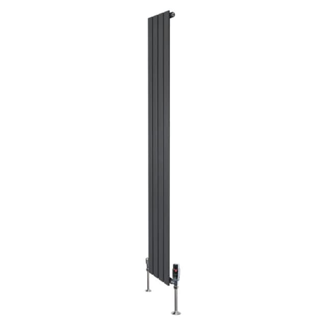 Monstershop Flat Single Column Radiator & Valves - 1800mm x 280mm - Anthracite in Grey Grey Unisex