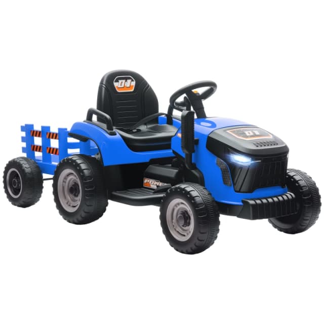 AIYAPLAY Ride on Tractor and Trailer, 12V Electric Ride on Tractor, Blue 370-389V70BU