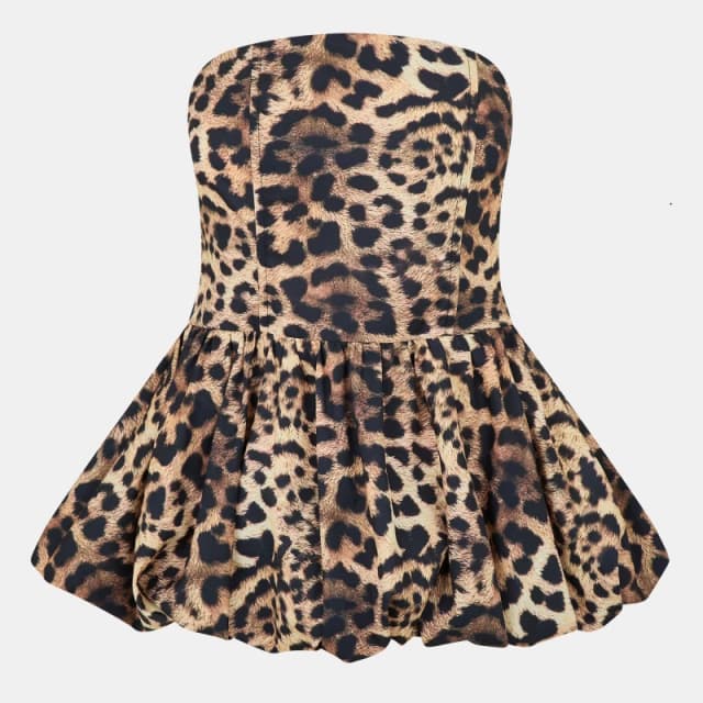Missy Empire Puff Ball Bandeau Mini Dress Womens Brown female 12 (M)