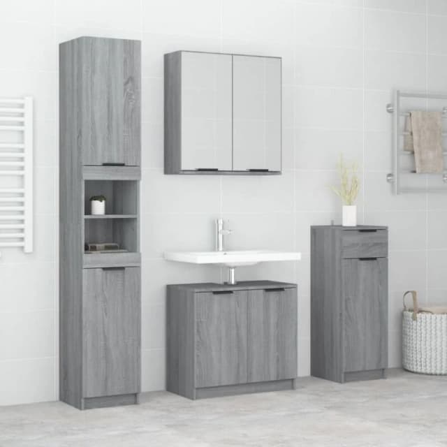 VIDAXL 4 Piece Bathroom Cabinet Set Grey Sonoma Engineered Wood Vidaxl 8720287123507